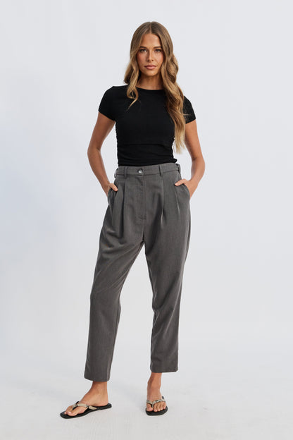Sara l Adjustable Waist Tailored Trouser - Grey