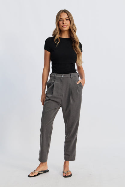 Sara l Adjustable Waist Tailored Trouser - Grey