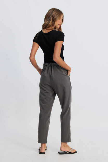 Sara l Adjustable Waist Tailored Trouser - Grey