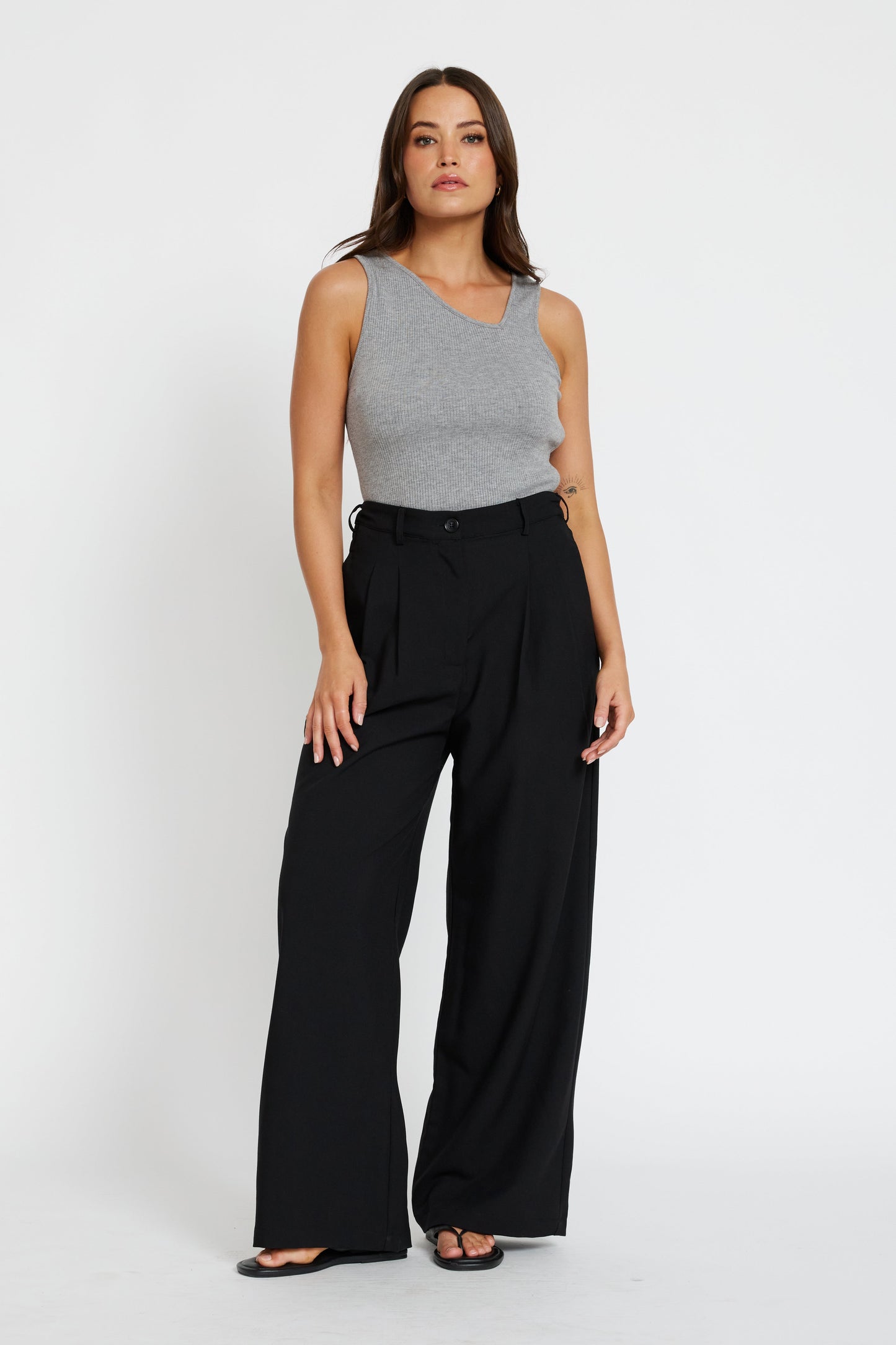 Zara Adjustable Wide Leg Trouser - Black