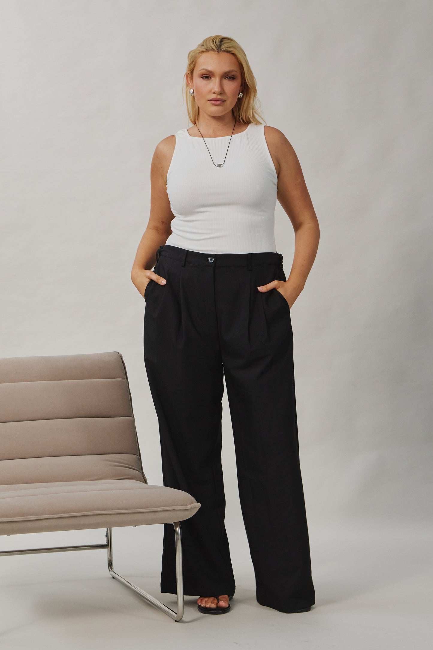 Zara Adjustable Wide Leg Trouser - Black