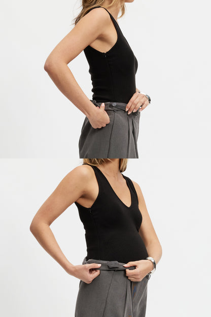 Sara l Adjustable Waist Tailored Trouser - Grey